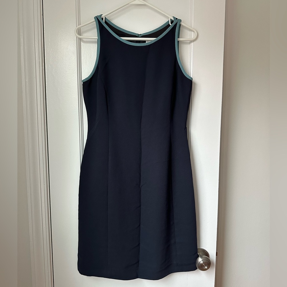Petite Sophisticate Blue & Green Sleeveless Sheath Dress